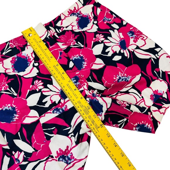 Talbots Womens 2 Pink Navy Floral Chino Shorts NWT Summer Preppy Poppy Print - Picture 4 of 8